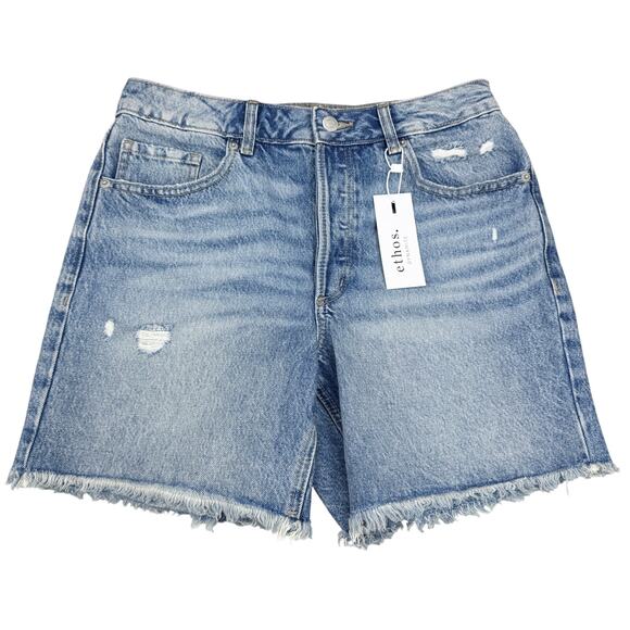 NWT DYNAMITE Renee Mid-Thigh Jean Shorts Sz 27 Blue - Picture 2 of 5